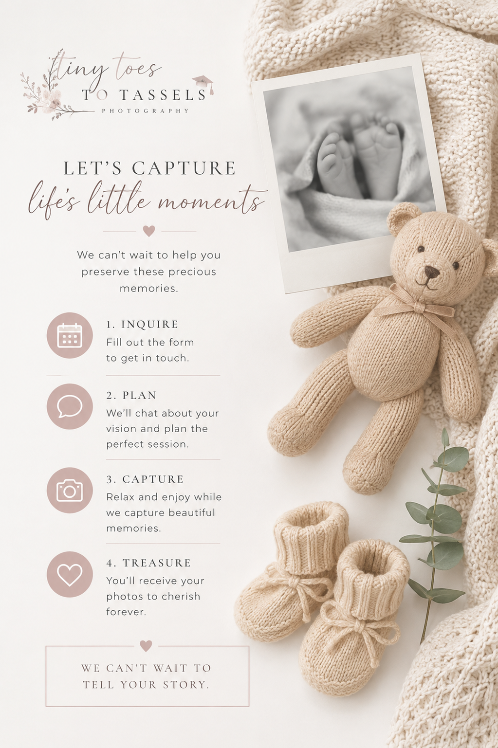 Tiny Toes to Tassels Photography promotional marketing collateral and brochure preview for daycare picture days