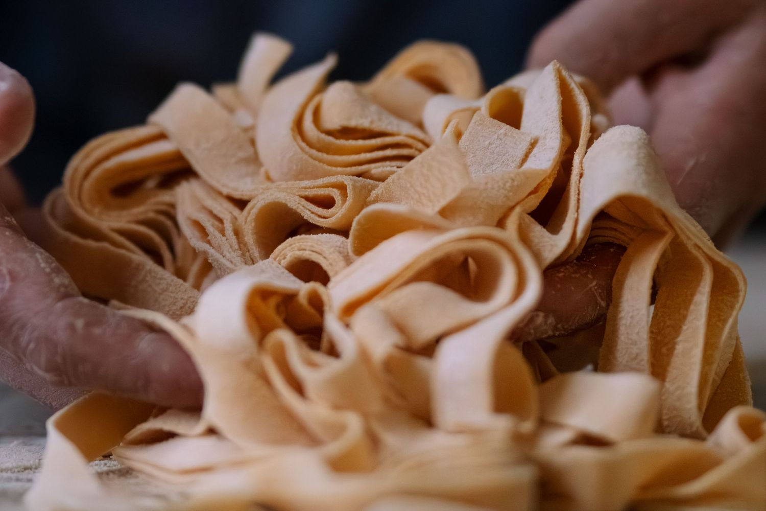 Close up of fresh handmade pasta dough.