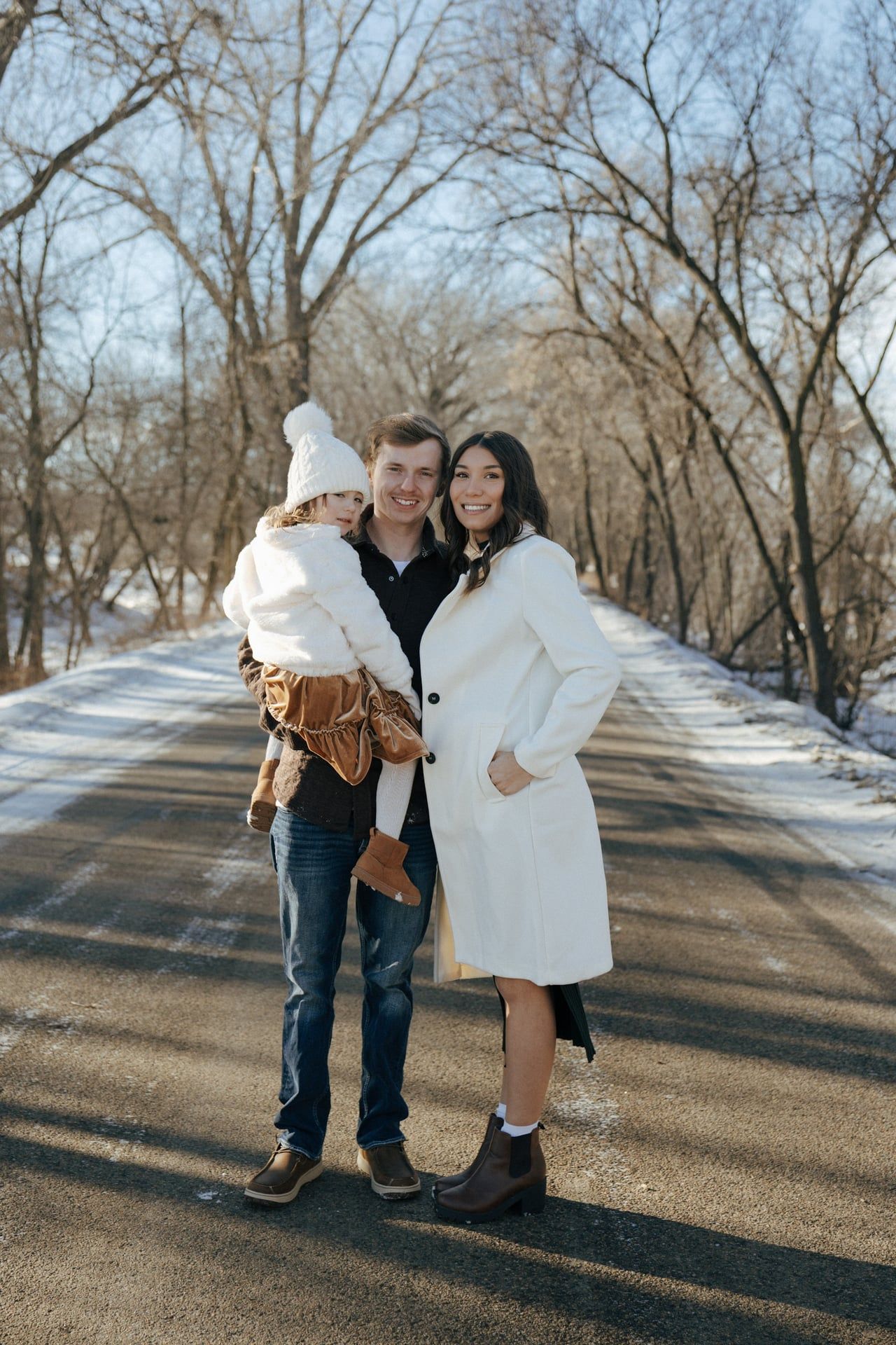 photos of family in snowy trees in Bismarck