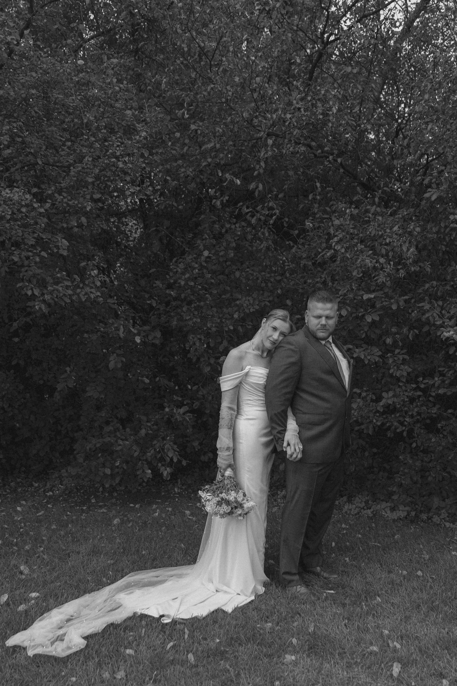 Bride and groom portraits on the capitol grounds in Bismarck North Dakota
