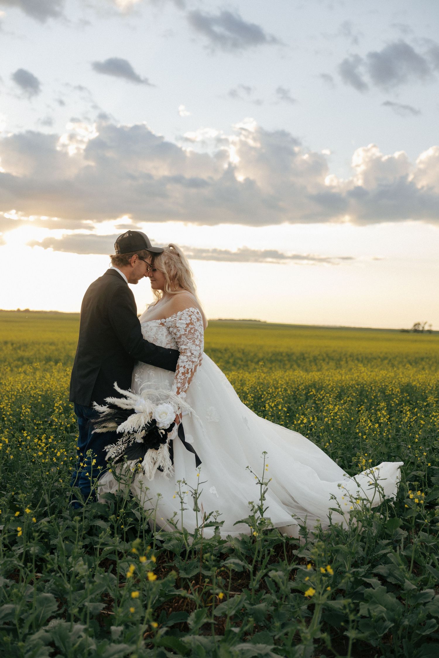 bride and groom portraits on wedding day in Garrison at sunset