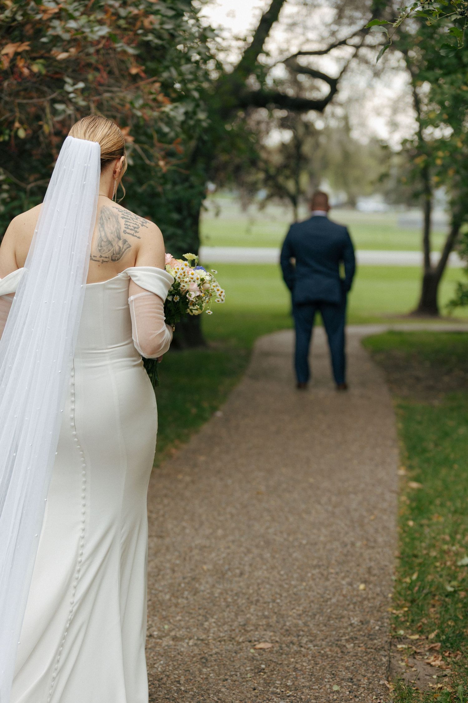 first look with groom on Bismarck capitol grounds