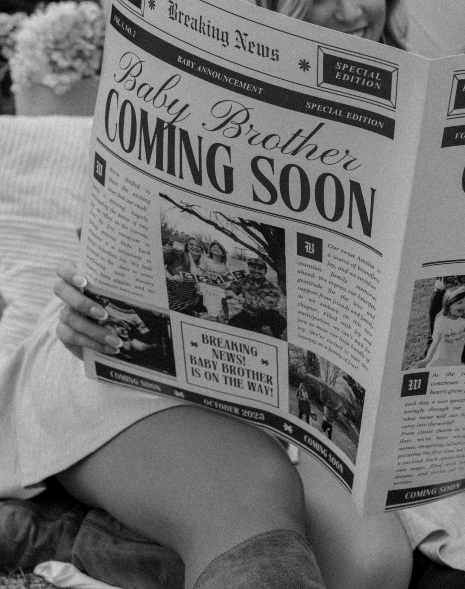 newspaper baby announcement with family in Bismarck