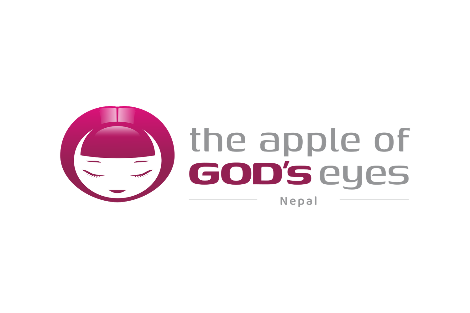 Pink and white minimalist logo design with text and circular face icon.