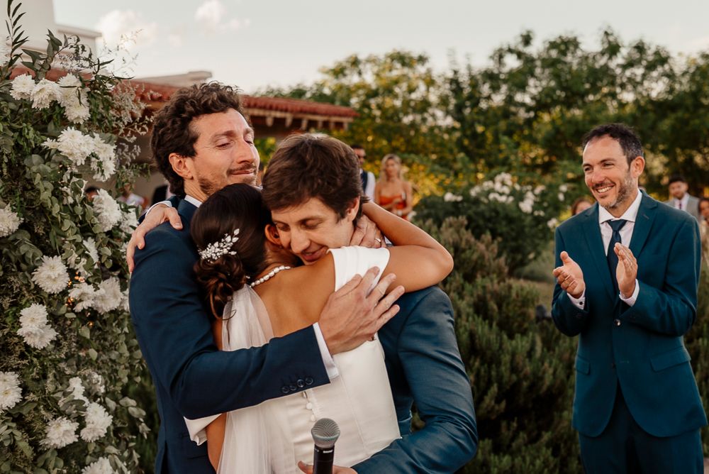 Joyful wedding celebration sequence showing romantic moments between couple and guests in outdoor garden setting. wedding in mendoza