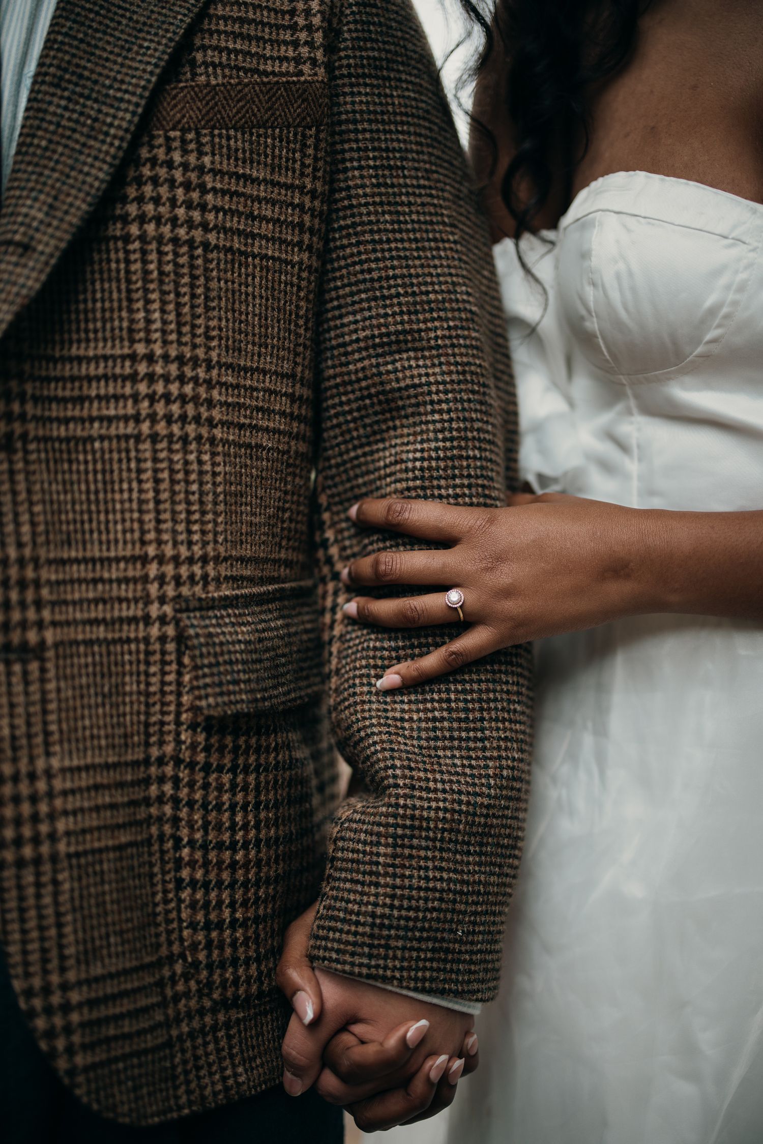 Intimate wedding details and bridal accessories during a Piedmont Park elopement.