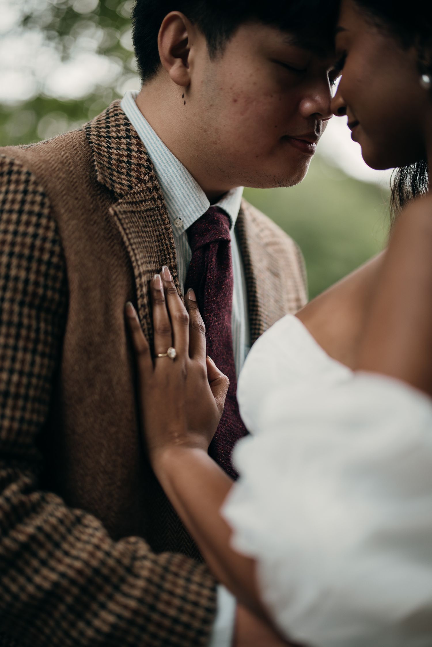 Intimate wedding details and bridal accessories during a Piedmont Park elopement.