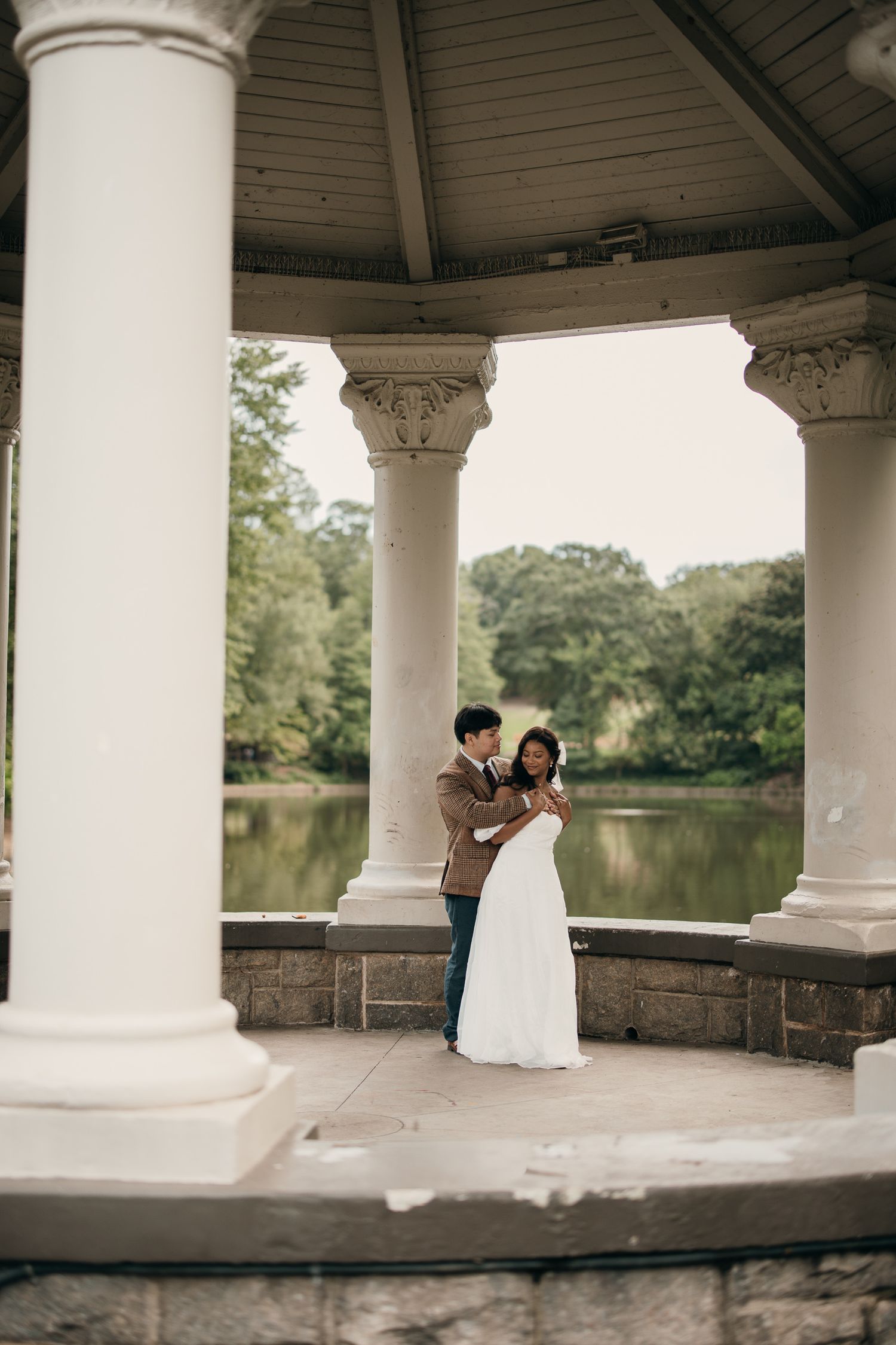 Atlanta wedding photographer capturing a couple at the Piedmont Park Active Oval at sunset.