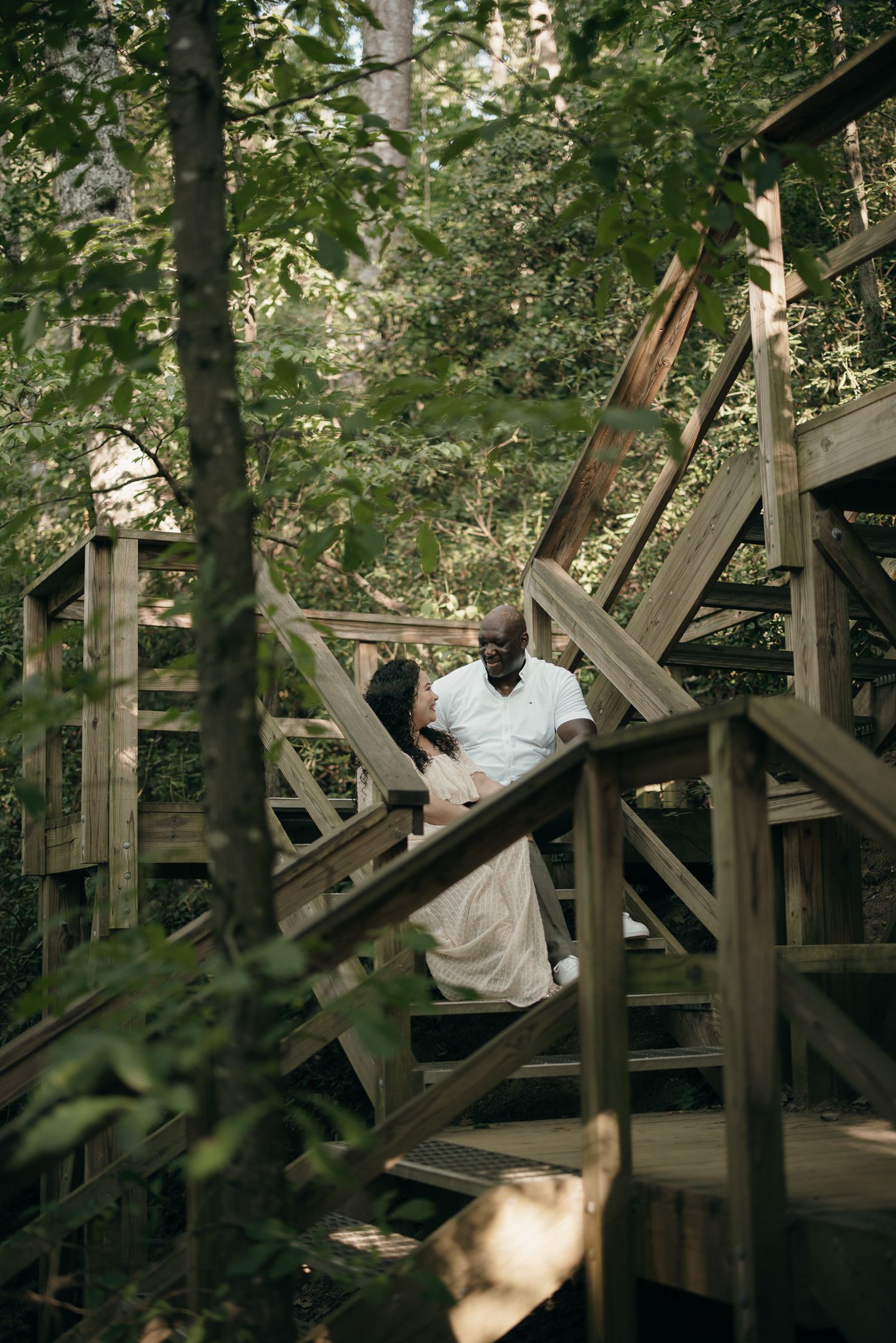 Romantic portraits on the Roswell Mills covered bridge.