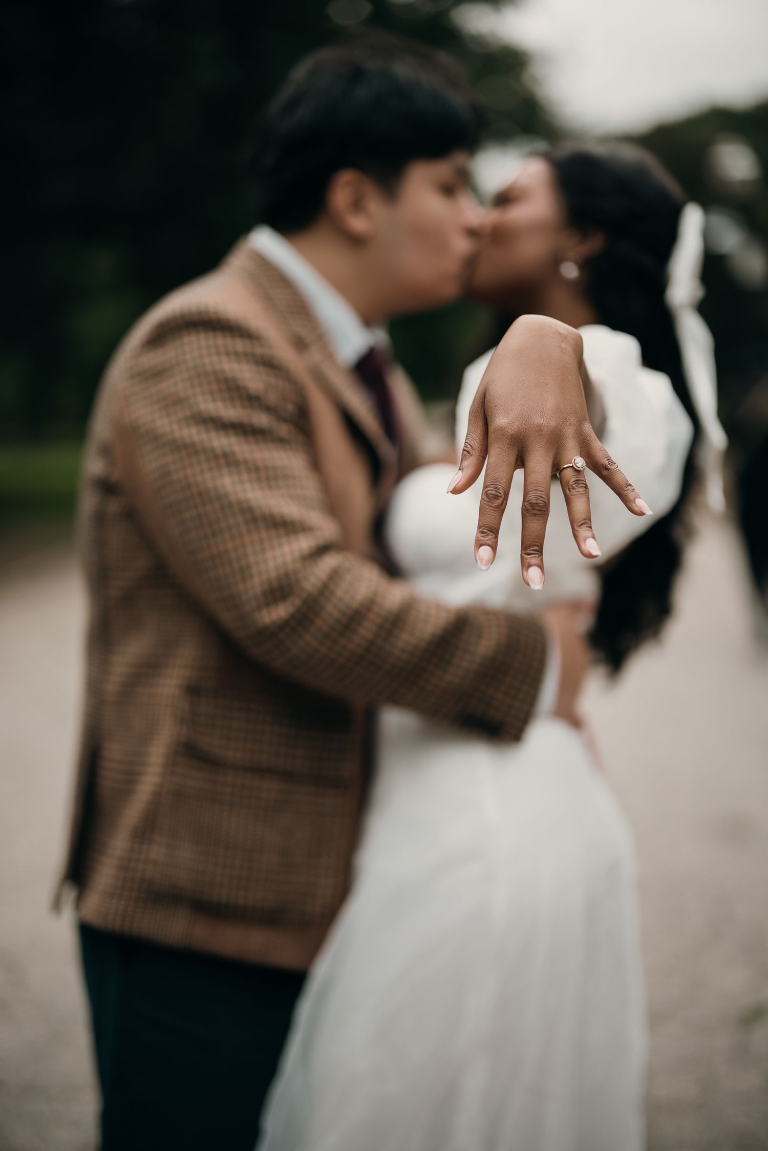 Romantic elopement session stroll through the lush greenery of Piedmont Park, Midtown.