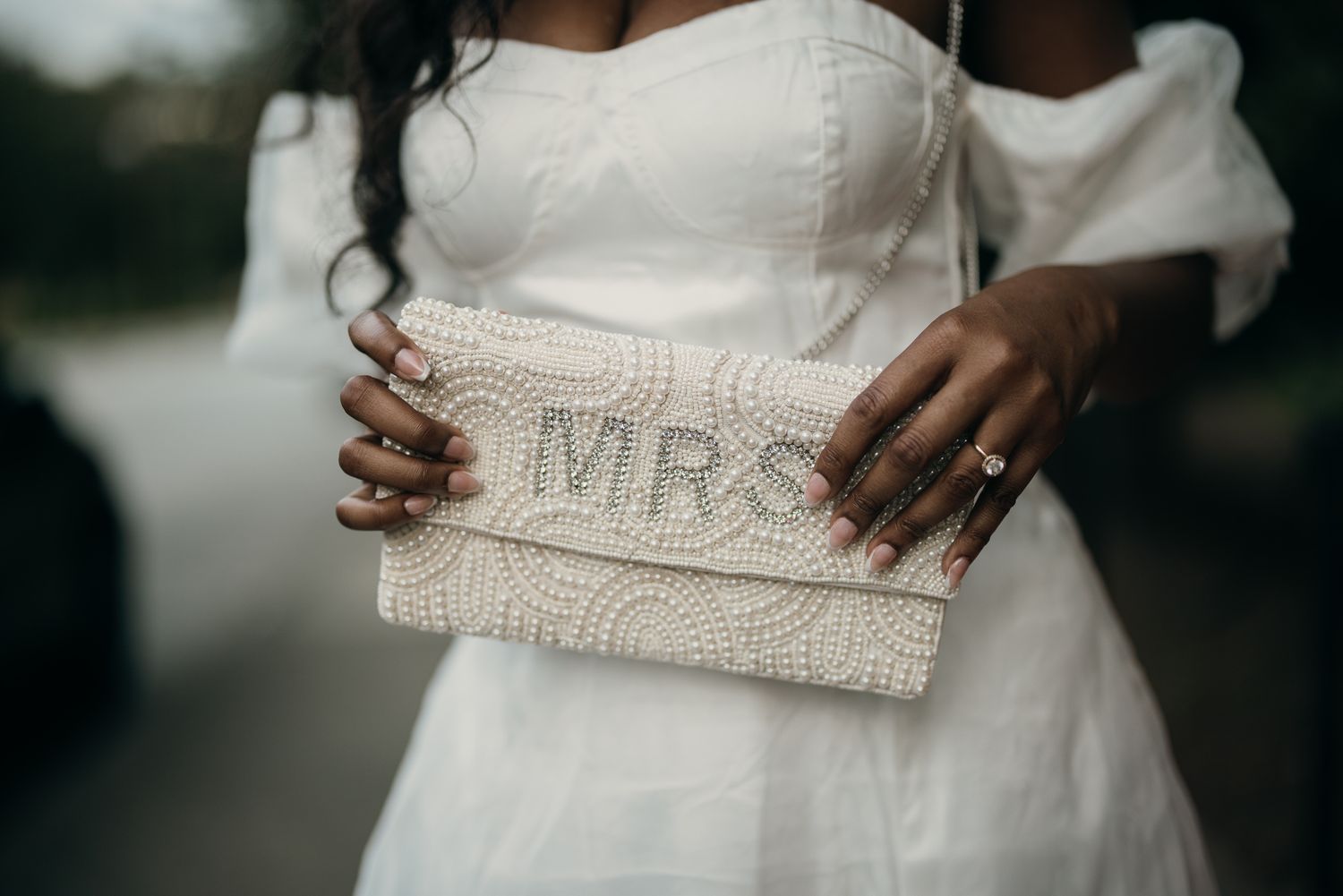 Intimate wedding details and bridal accessories during a Piedmont Park elopement.