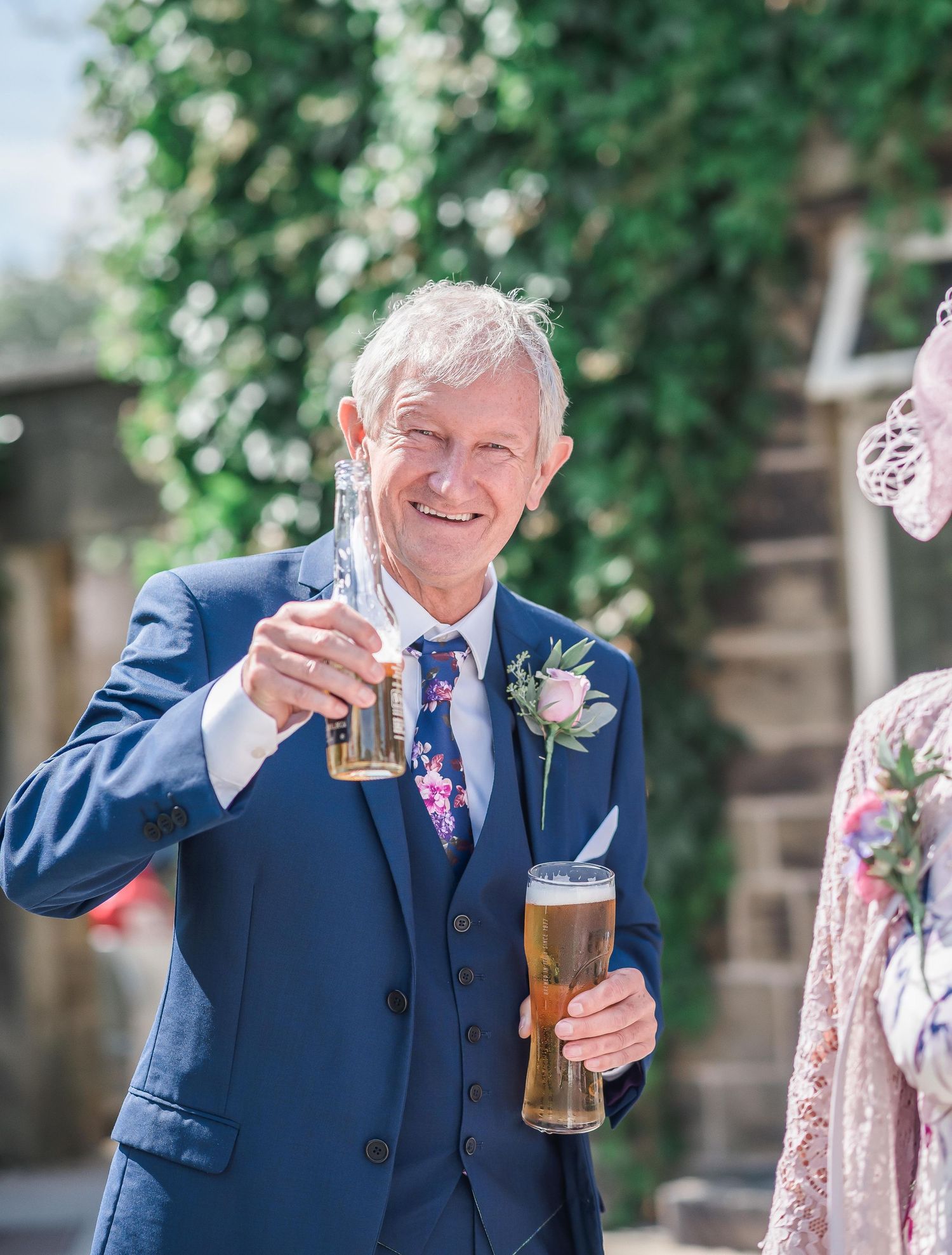 groom dad with yorkshire pint