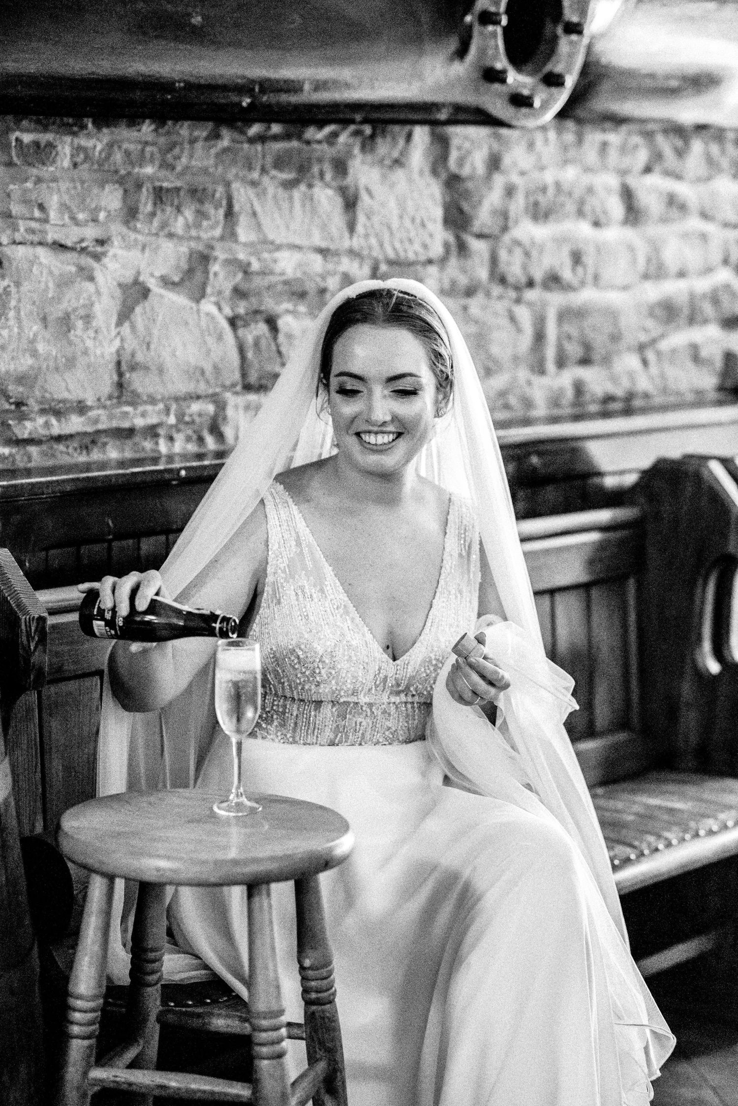 bride and champagne cubly hall yorkshire