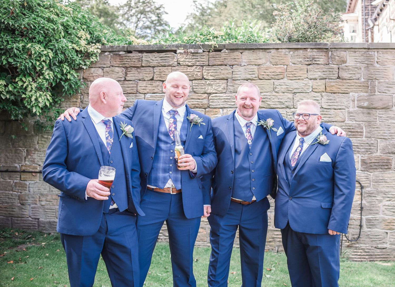 groom and ushers laughing cubley hall