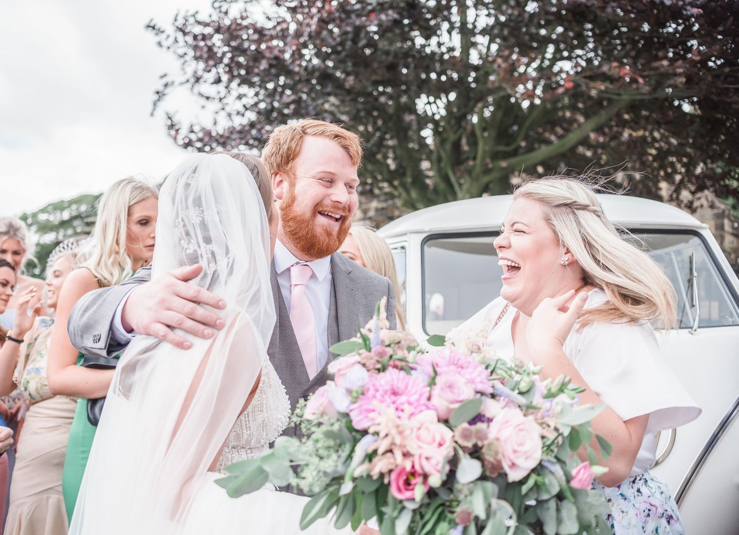 happy wedding guests bradfield church