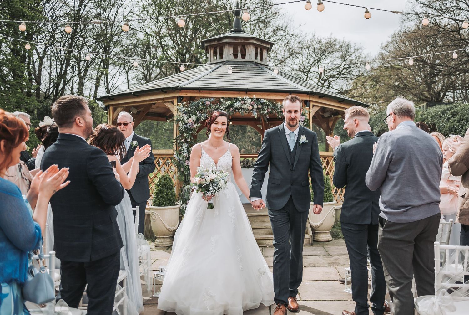 spring  outdoor garden wedding ceremony  at whitley hall sheffield south yorkshire uk natural wedding photographer photography
