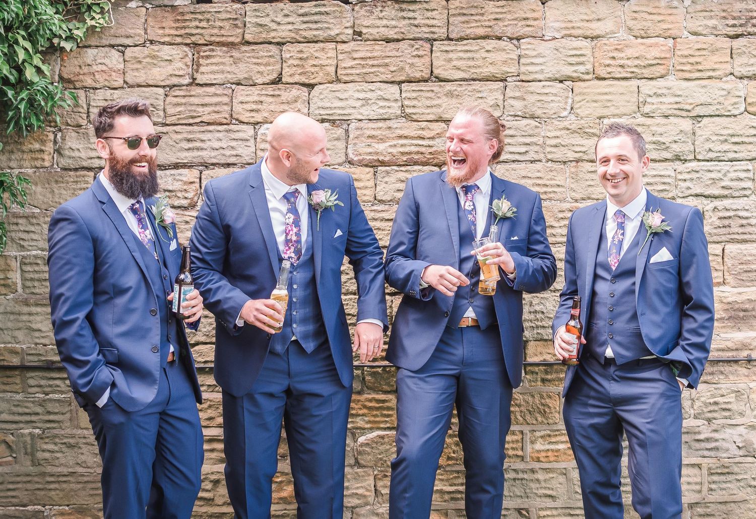 groom and ushers laughing cubley hall
