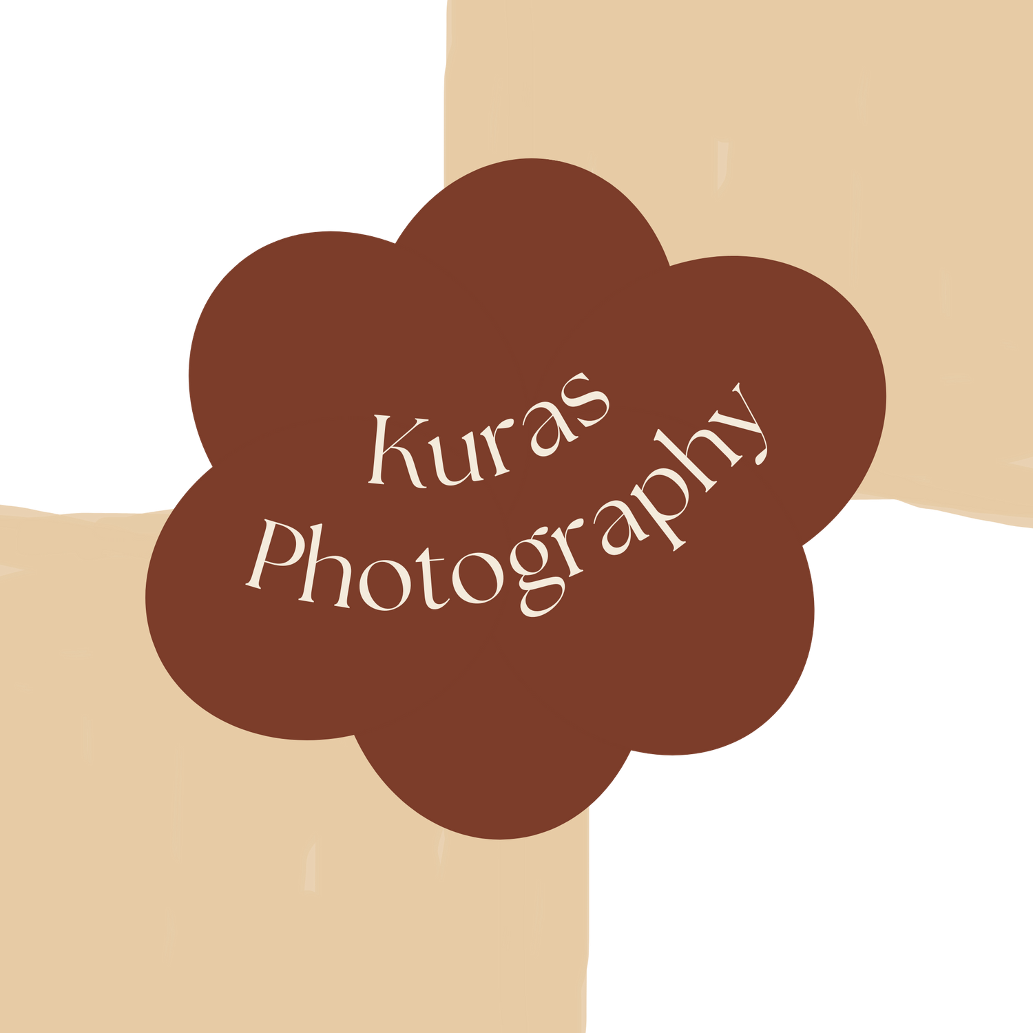 Brown cloud-shaped logo for Kuras Photography on a beige and black background.