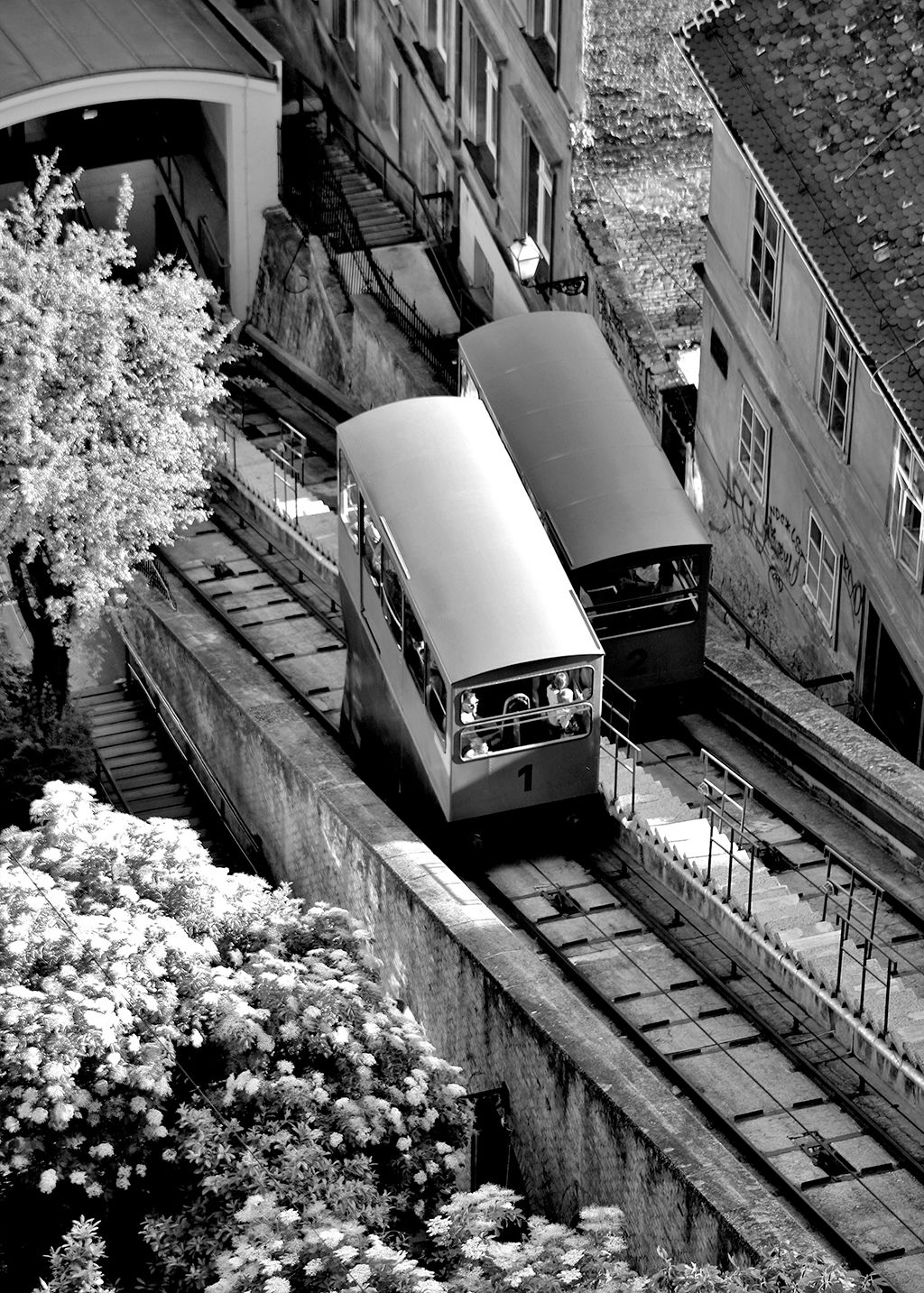 Crno bijele fotografije Zagreba, uspinjača, print za zid