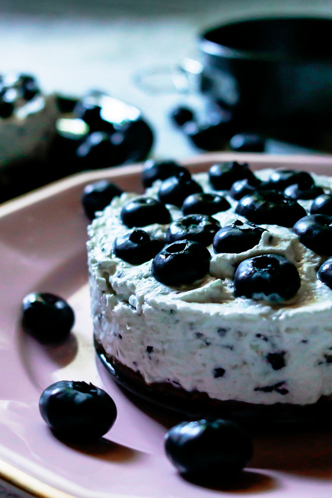 Oreo cheesecake s borovnicama. Fotografiranje hrane.