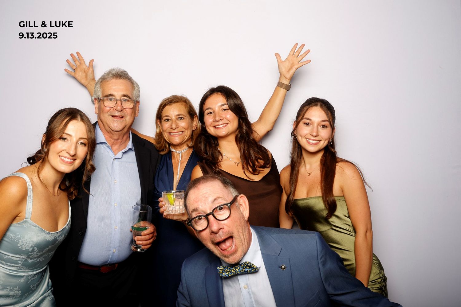 A series of photo booth style images showing people posing and celebrating together at a social gathering.