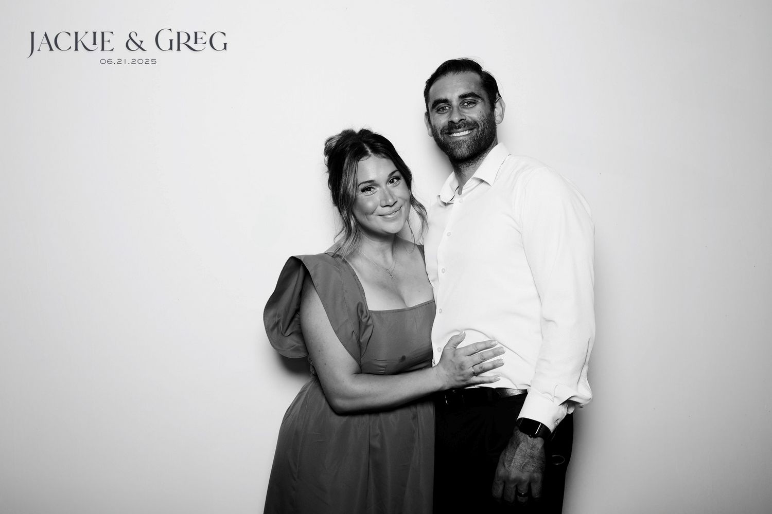 A series of black and white informal portrait photos showing seven intimate, candid moments of a couple together.