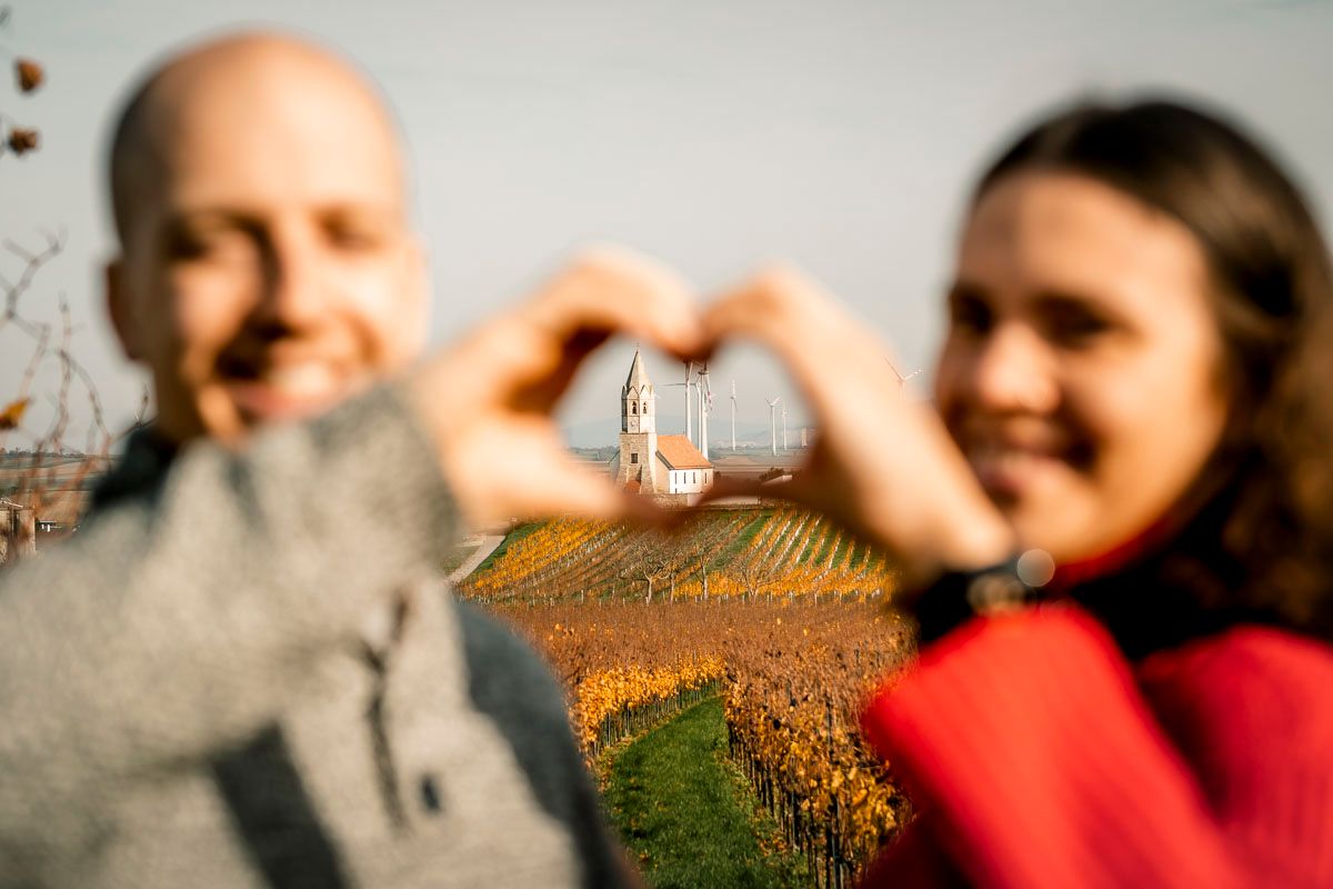 paarshooting in weinbergen im Herbst Höflein