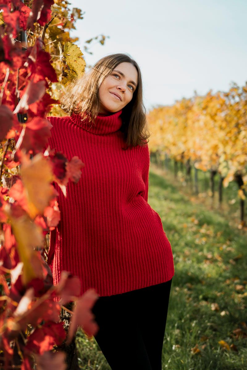 romantisches Porträt in den Weinbergen im Herbst in Niederösterreich