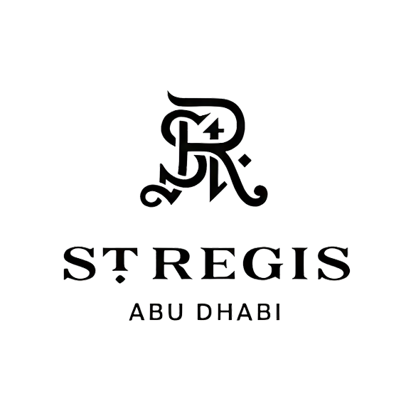 Luxurious brands St. Regis and N1 Abu Dhabi logos displayed in black and white against a white background.