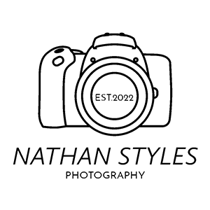 Minimalist photography logo design featuring camera silhouettes and text.