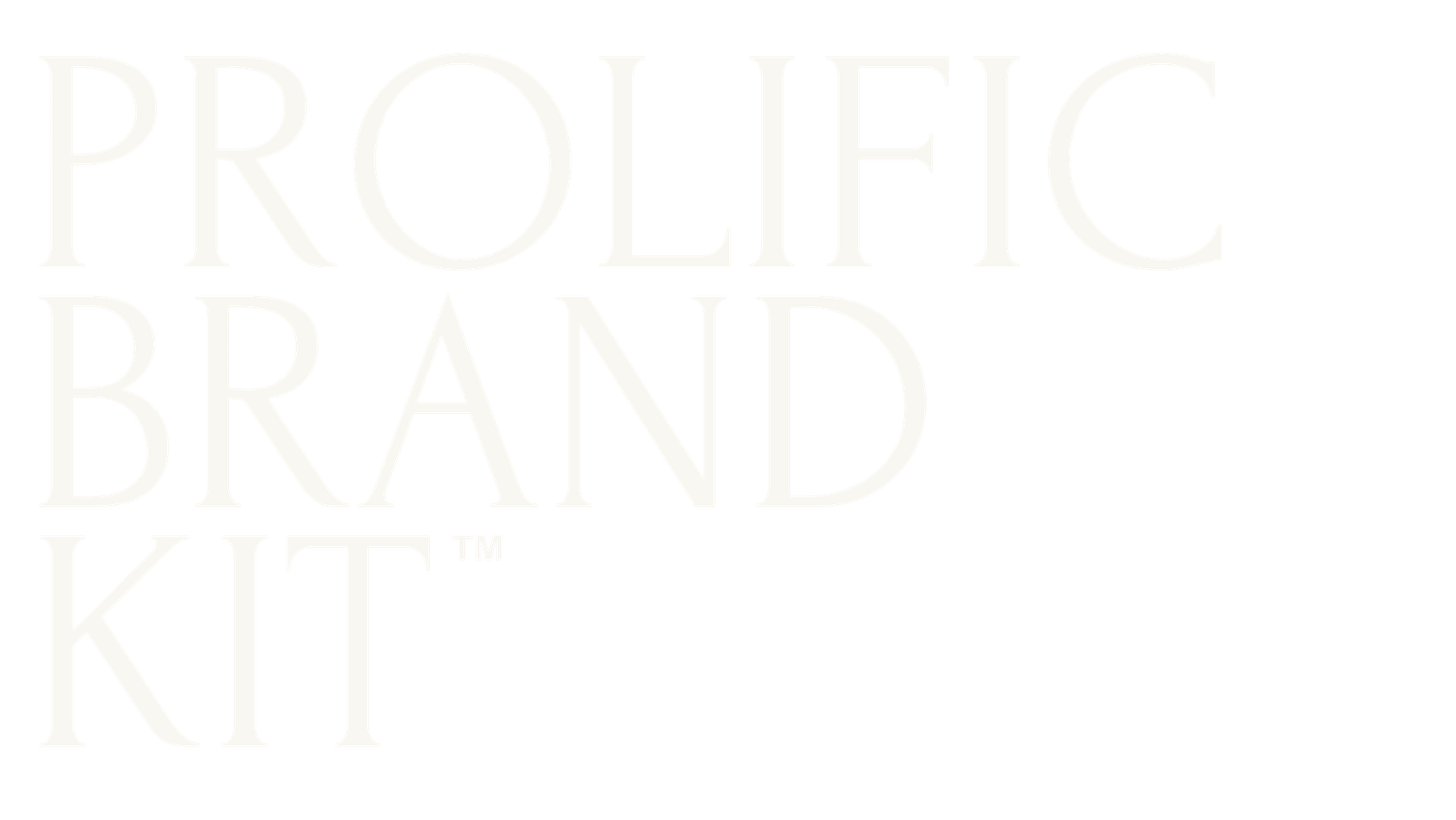 Prolific Brand Kit logo displayed in elegant gold serif typography on a clean white background.