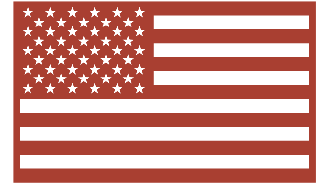 Red and white American flag with 50 stars on a bold crimson background, patriotic USA symbol.