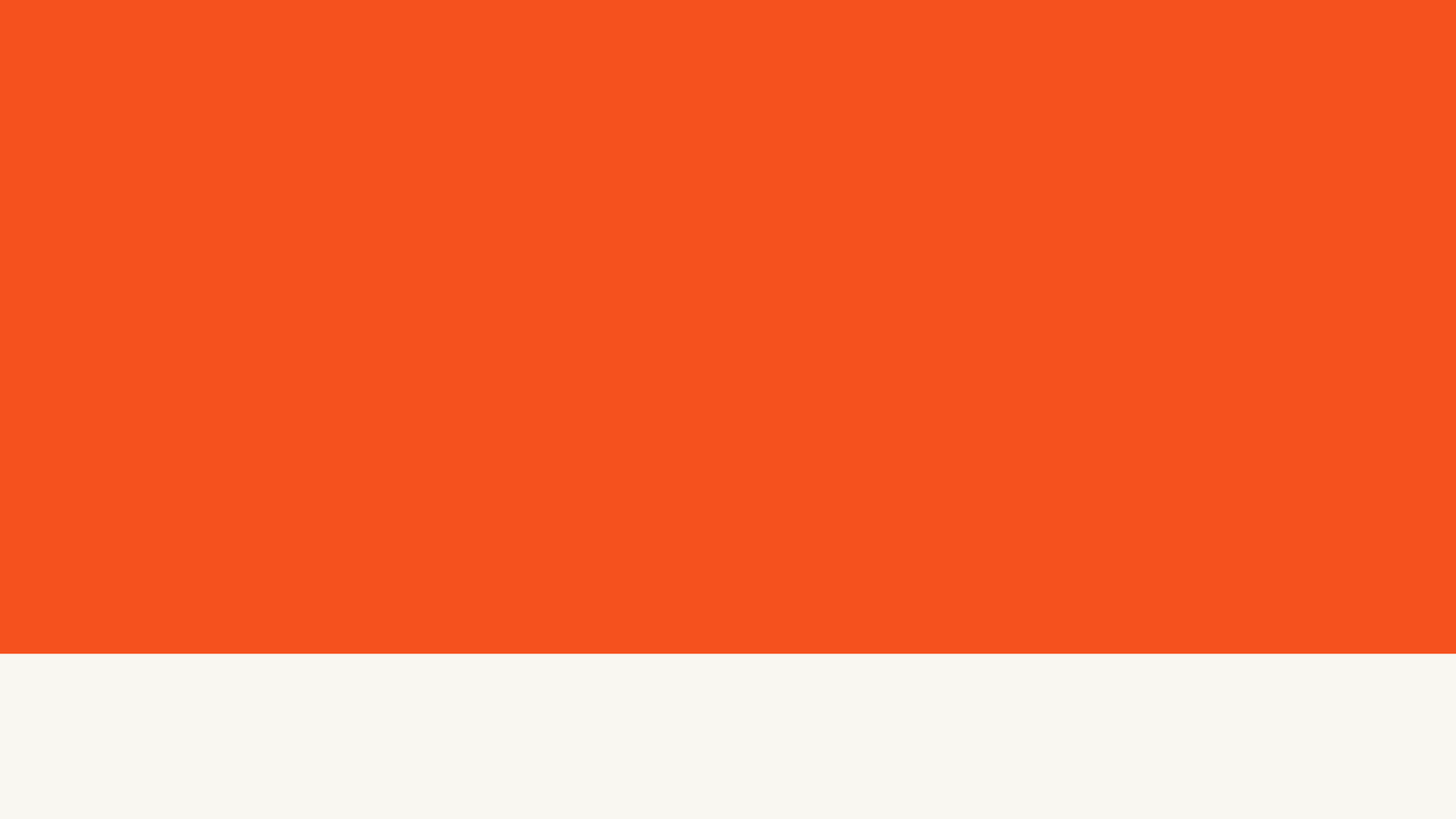 Solid vivid orange-red background with a thin off-white band along the bottom edge, creating a simple minimalist two-tone design.