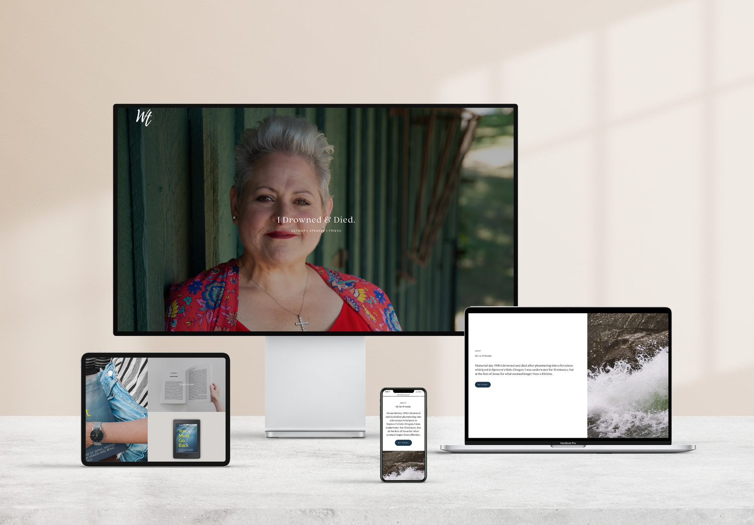 Multi-device responsive website display across desktop, laptop, tablet and smartphone.