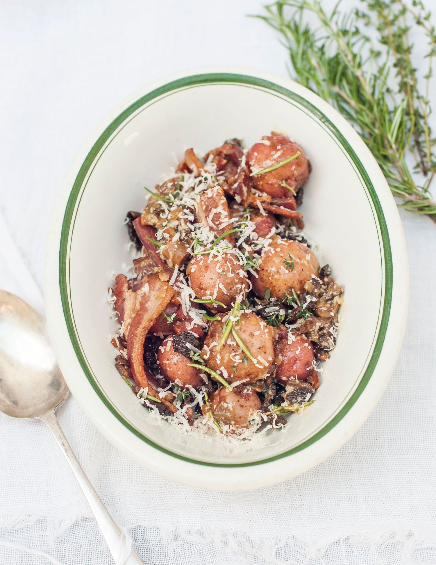 Bowl of Potato salad with fresh herbs