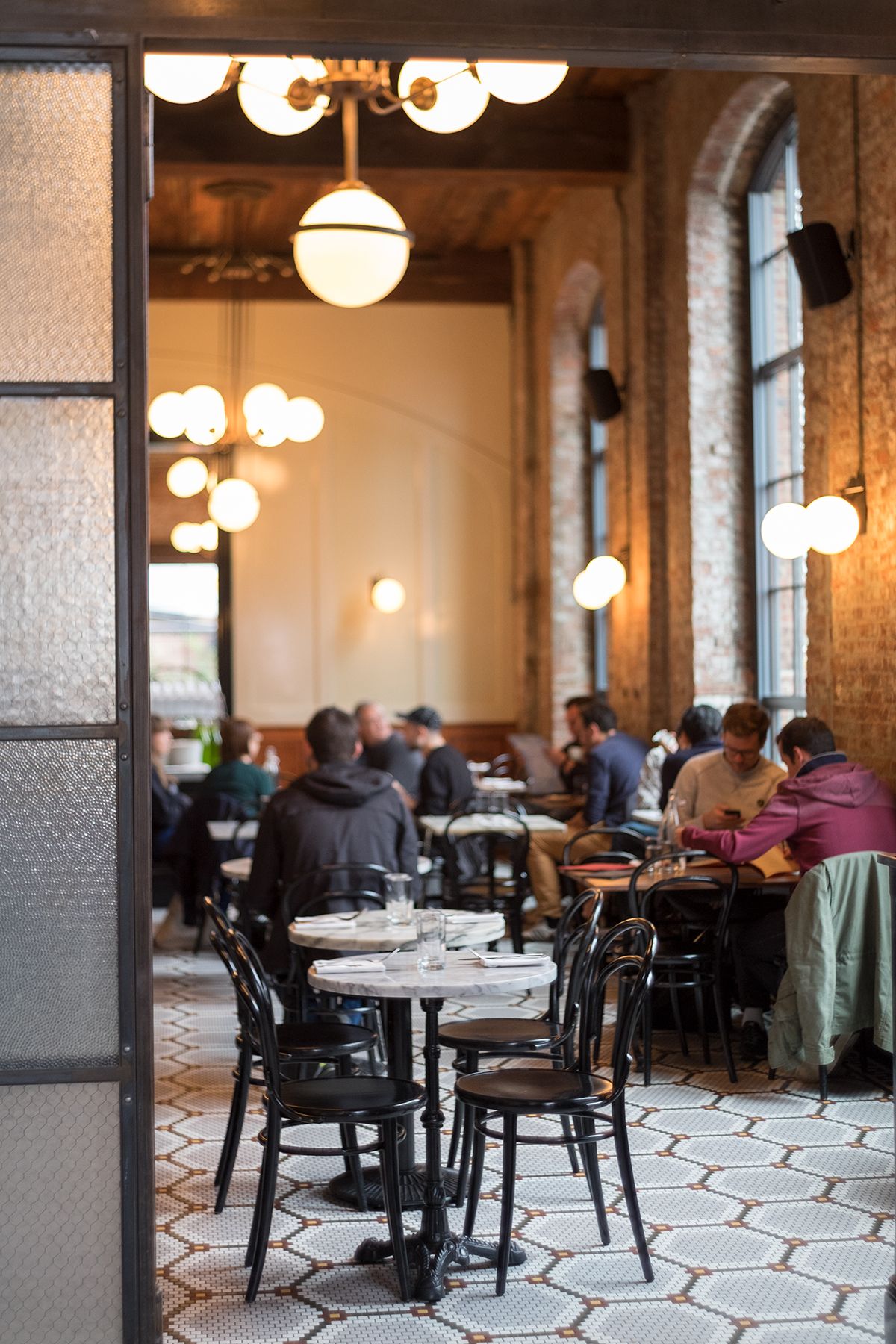 Entrance to a warm inviting restaurant in New York City