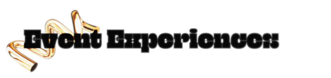 Event Experiences logo featuring golden trumpet graphic with bold stylized text on white background.