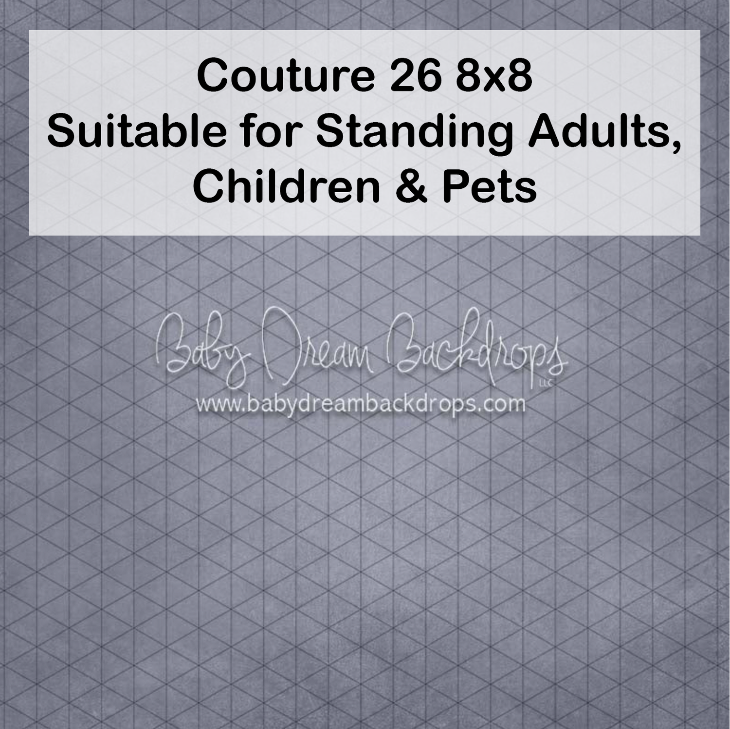 Gray geometric pattern photography backdrop, 8x8ft, suitable for standing adults, children, and pets by Baby Dream Backdrops.