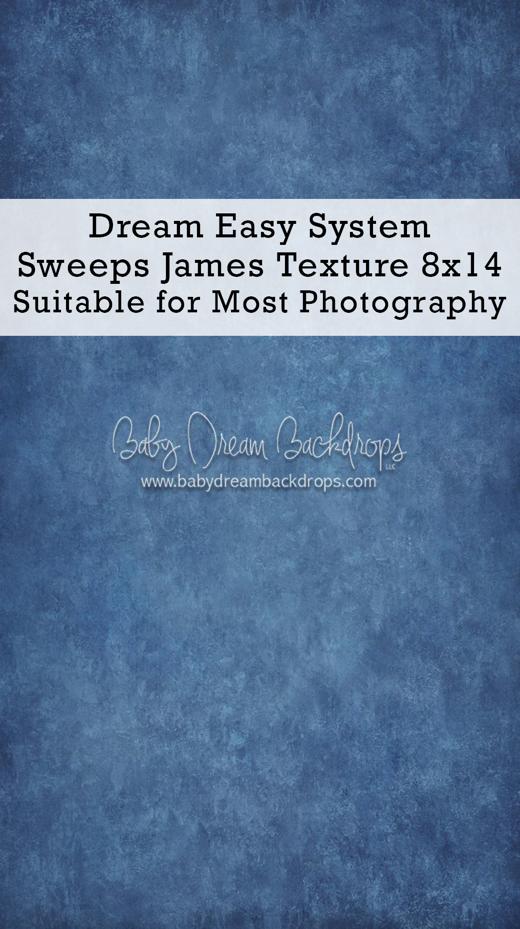 Blue textured photography backdrop by Baby Dream Backdrops, Dream Easy System Sweeps James Texture, 8x14 size.