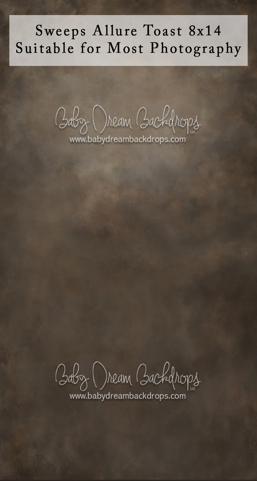 Warm brown mottled texture photography backdrop, 8x14ft sweep, suitable for most photography by Baby Dream Backdrops.