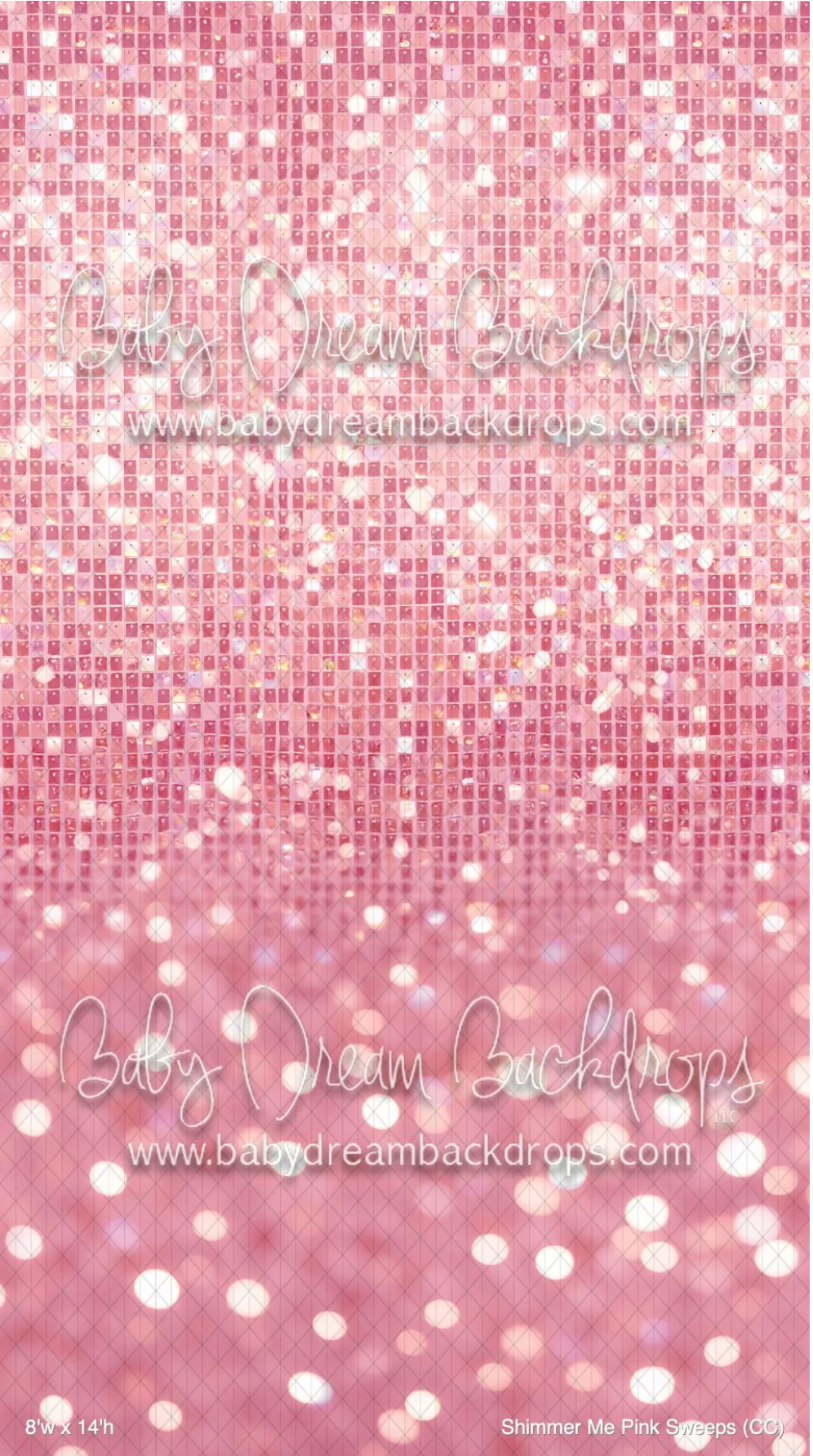 Pink glitter mosaic tile backdrop with bokeh lights, perfect for baby photography by Baby Dream Backdrops.