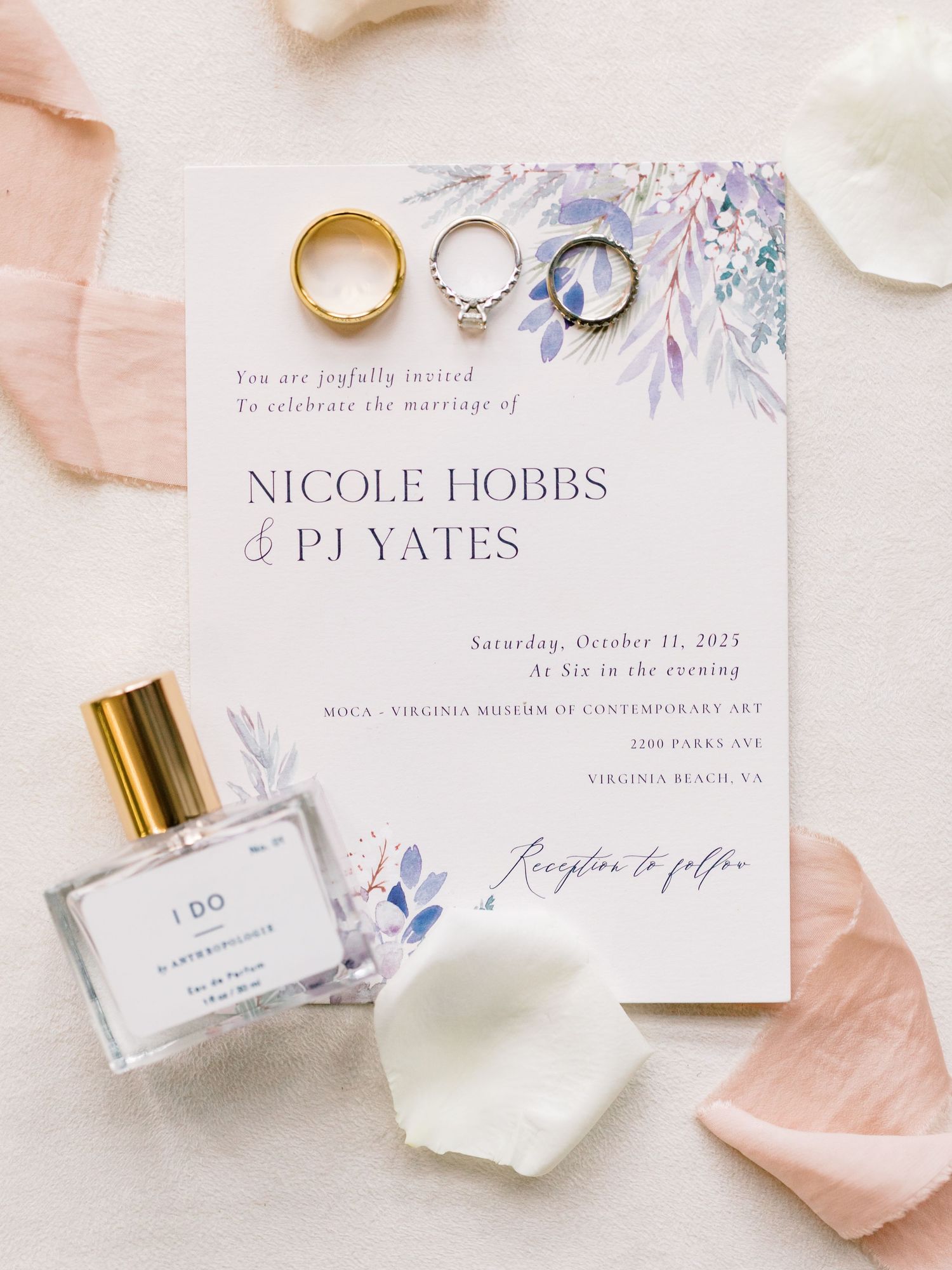 Wedding day details at MOCA / Museum of Contemporary Art in Virginia Beach.