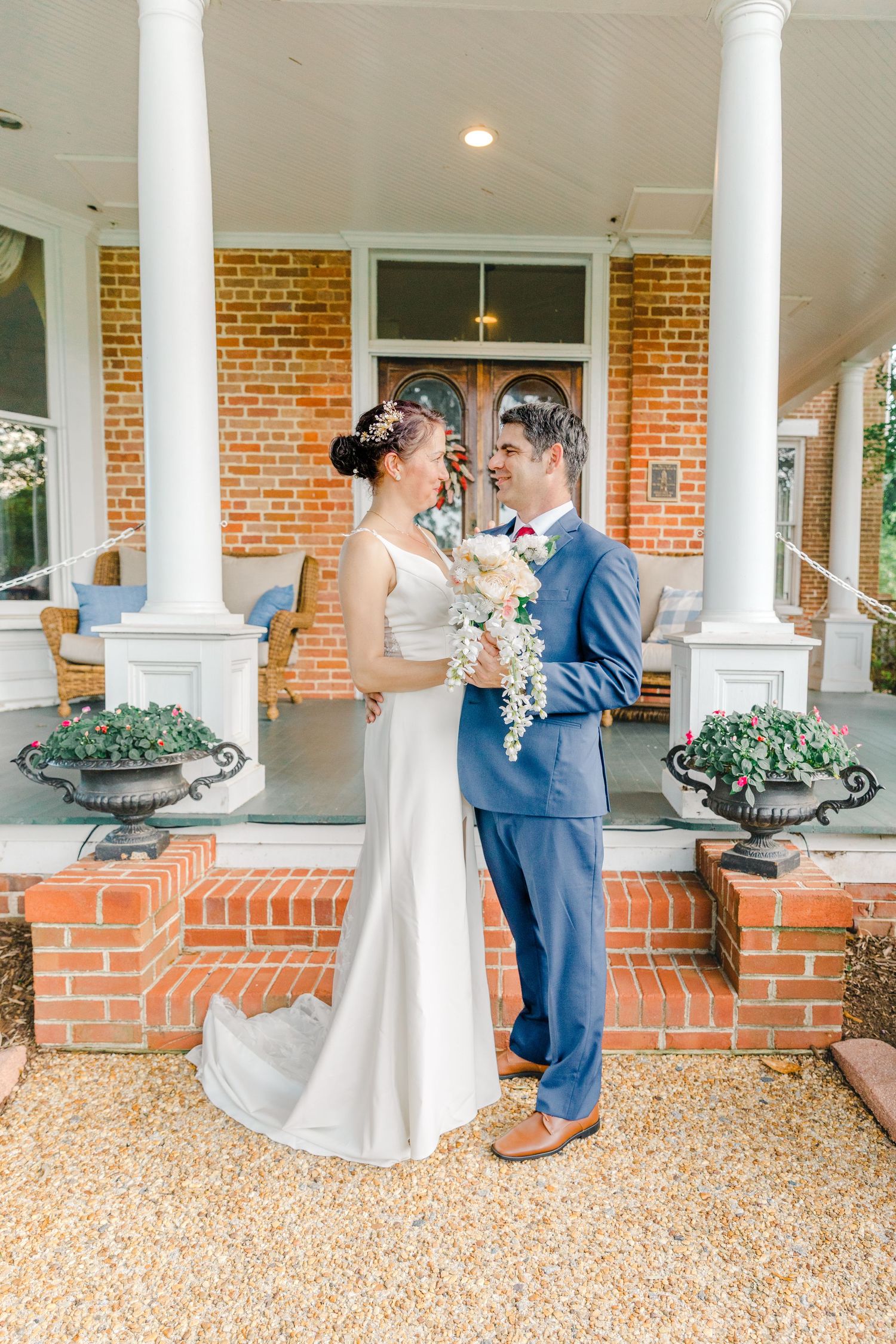 Bride and Groom portraits at Church Point Manor in Virginia Beach.