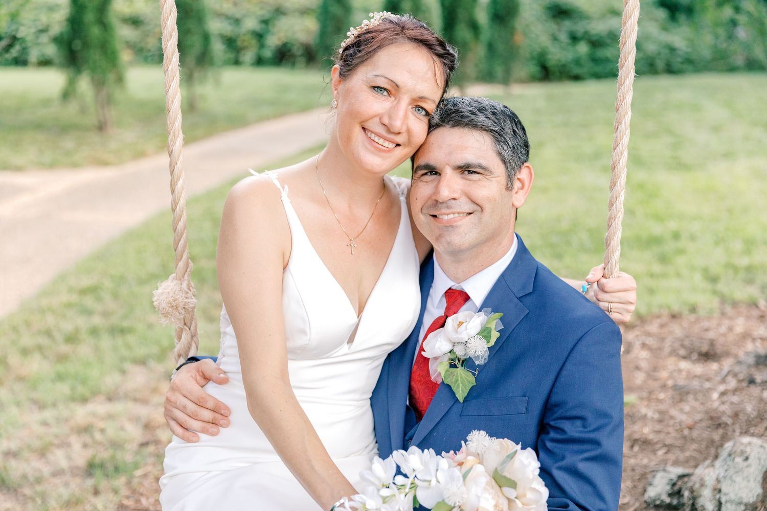Bride and Groom portraits at Church Point Manor in Virginia Beach.