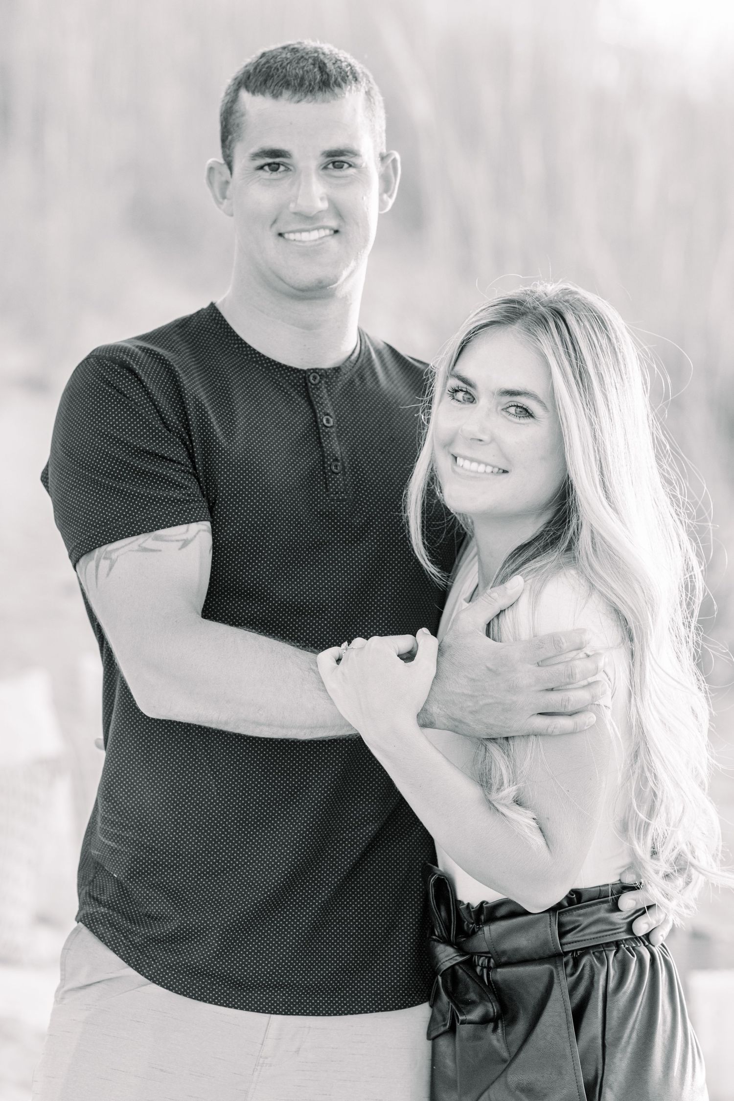 Couples portrait during beach proposal in Virginia Beach