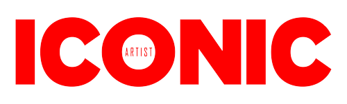ICONIC Artist logo in bold red capital letters on a white background.