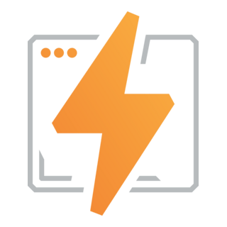 Orange lightning bolt icon on a browser window, symbolizing fast web performance and speed optimization.