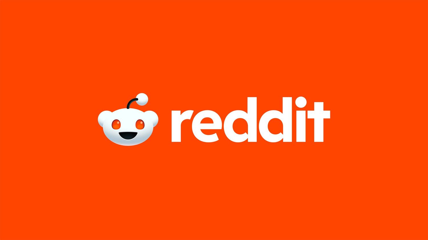 Reddit logo featuring the iconic Snoo mascot on a vibrant orange background with bold white text.