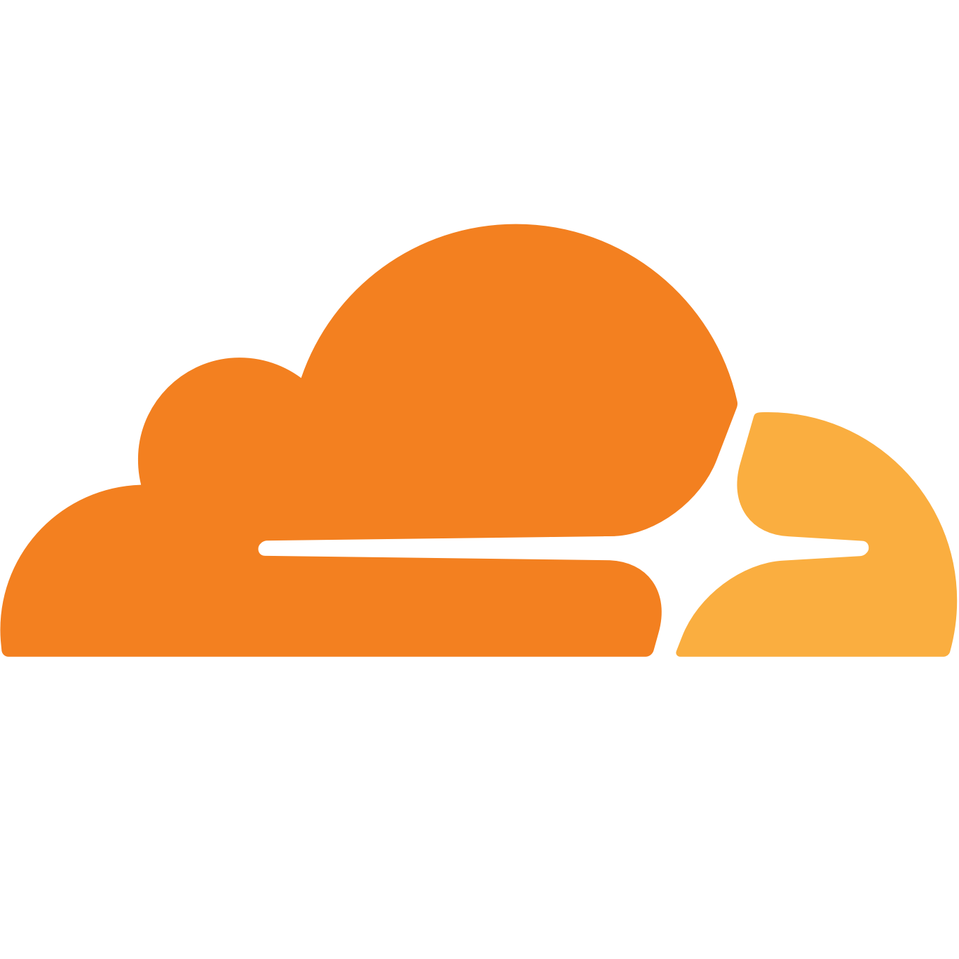 Cloudflare logo featuring an orange cloud icon with flowing lines, symbolizing fast and secure internet performance.