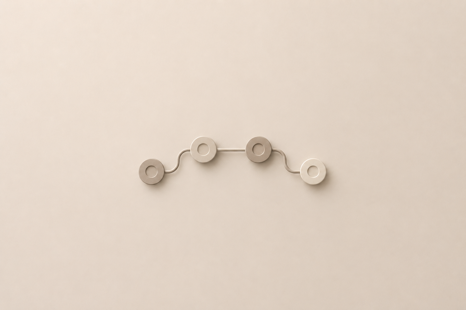 3D render of a minimalist beige chain link connector icon on a neutral background.